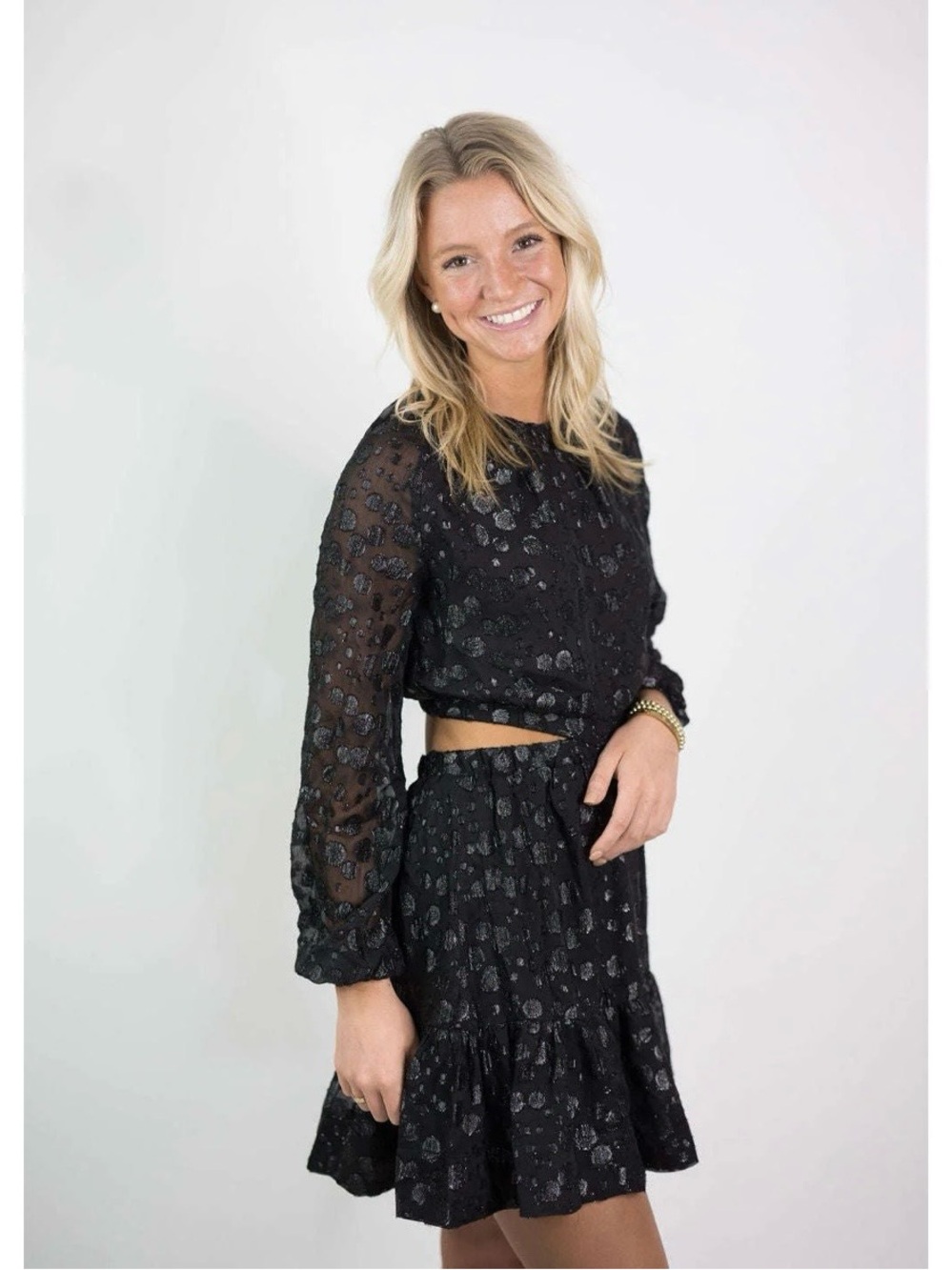 Heartloom Sabina Dress Black Polka Dot Cut Out